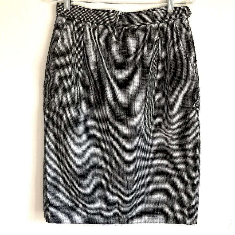 Vintage YSL Secretary Tweed High Waist Black and White Skirt